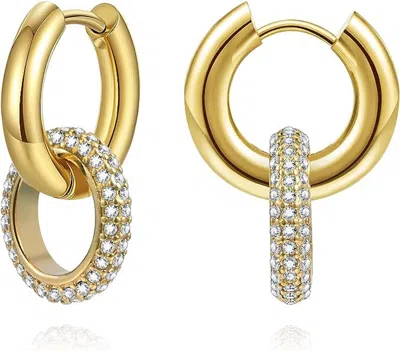 Liv Oliver 18k Gold Embellished Circle Link Earrings In Silver