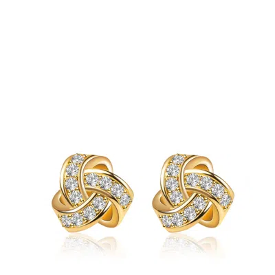 Liv Oliver 18k Gold Embellished Knot Stud Earrings In Silver