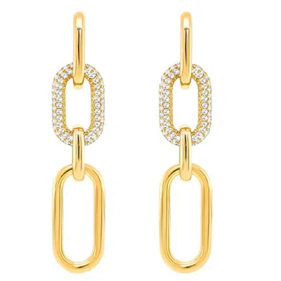 Liv Oliver 18k Gold Embellished Link Earrings In Silver