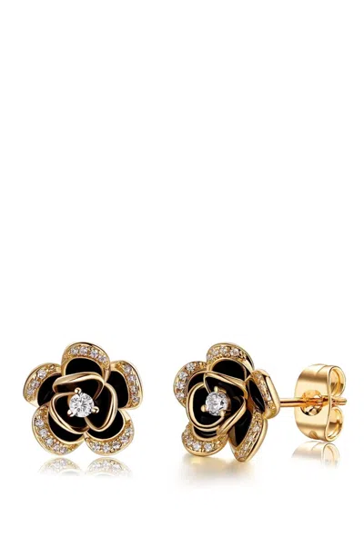 Liv Oliver 18k Gold Embellished Post Earrings In Black