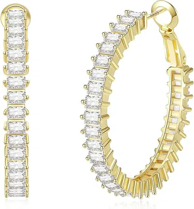 Liv Oliver 18k Gold Emerald Cut Hoop Earrings