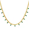 Liv Oliver 18k Gold Green Emerald Cut Charm Gold Necklace In Green