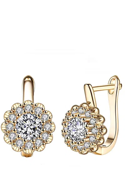 Liv Oliver 18k Gold Halo Cubic Zirconia Oval Earrings In Silver