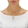 Liv Oliver 18k Gold Heart Charm Embellished Necklace In Pink