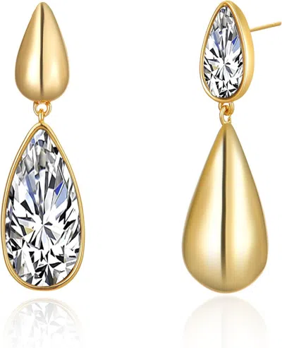 Liv Oliver 18k Gold Modern Mismatch Tear Drop Earrings In Silver