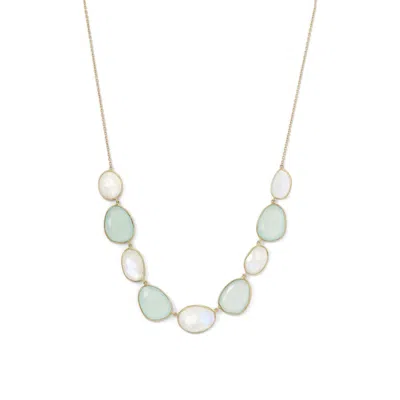 Liv Oliver 18k Gold Moonstone & Chalcedony Necklace