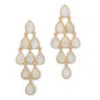 Liv Oliver 18k Plated 18.75 Ct. Tw. Moonstone Chandelier Earrings In Gold