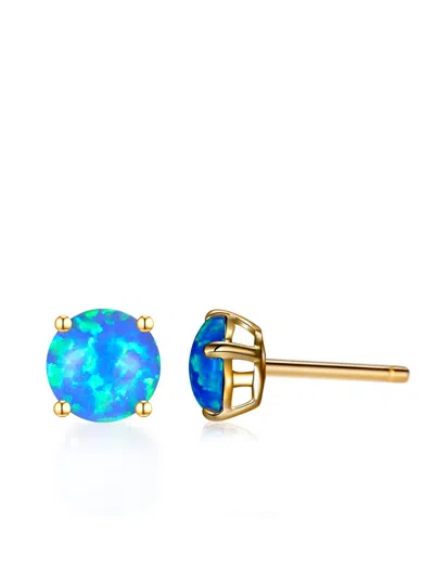 Liv Oliver 18k Gold Multi Blue Opal Stud Earrings