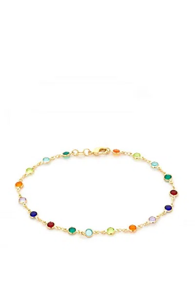 Liv Oliver 18k Gold Multi Color Gemstone Bracelet In Blue