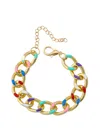 Liv Oliver 18k Gold Multi Color Link Bracelet In Blue