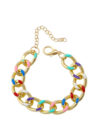 Liv Oliver 18k Gold Multi Color Link Bracelet In Blue