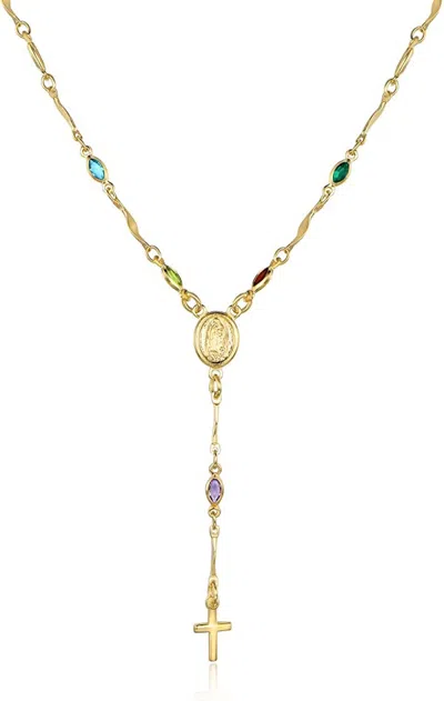 Liv Oliver 18k Gold Multi Color Religious Necklace In Red