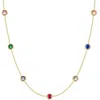 Liv Oliver 18k Gold Multi Color Station Necklace In Pink