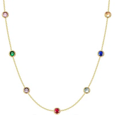 Liv Oliver 18k Gold Multi Color Station Necklace In Pink
