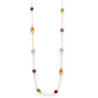 Liv Oliver 18k Gold Multi Gemstone Necklace In Pink