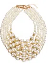 Liv Oliver 18k Gold Multi Layer Pearl Necklace In Silver