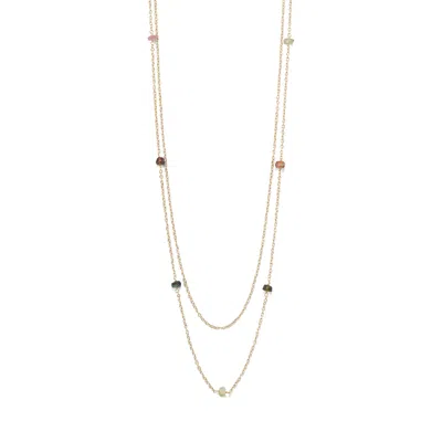 Liv Oliver 18k Gold Multi Tourmaline Necklace In Silver