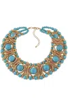 Liv Oliver 18k Gold Multi Turquoise Statement Necklace In Blue