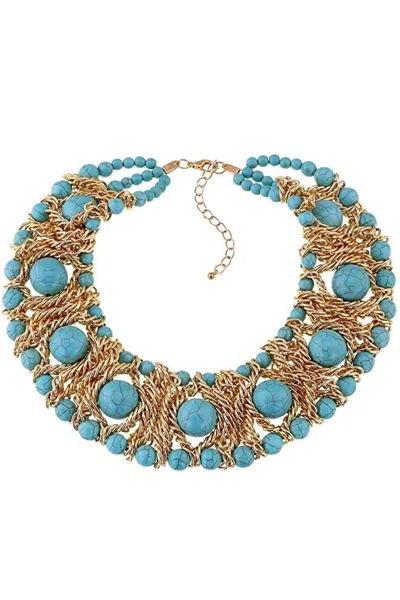 Liv Oliver 18k Gold Multi Turquoise Statement Necklace In Blue