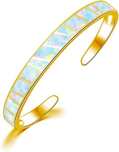 Liv Oliver 18k Gold Opal Cuff Bangle Bracelet