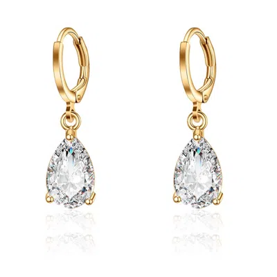 Liv Oliver 18k Gold Pear Drop Cubic Zirconia Earrings In Silver