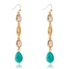 Liv Oliver 18k Plated Turquoise Pearl Drop Earrings In Blue