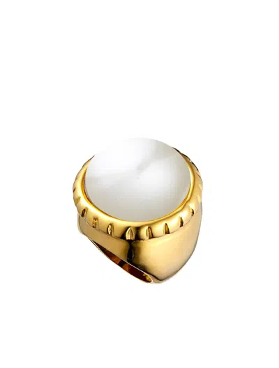 Liv Oliver 18k Gold Pearl Statement Ring In Silver