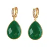 Shop Liv Oliver 18k Gold Plated Cz & Green Tear Drop Earrings