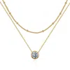 Liv Oliver 18k Gold Plated Cz Double Layer Necklace In Blue