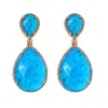 Liv Oliver 18k Gold Plated Turquoise Double Pear Drop Earrings