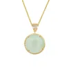 Liv Oliver 18k Gold Sea Green Chalcedony Disc Drop Necklace In Gold