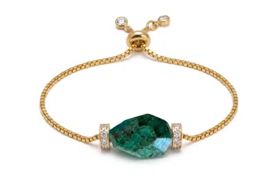 Liv Oliver 18k Gold Turquoise Adjustable Bracelet In Green