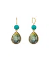 Liv Oliver 18k Plated 45.00 Ct. Tw. Gemstone Drop Earrings In Green
