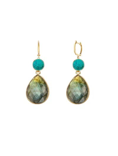 Liv Oliver 18k Plated 45.00 Ct. Tw. Gemstone Drop Earrings In Green