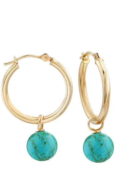 Liv Oliver 18k Plated 11.70 Ct. Tw. Turquoise Drop Hoops In Multi