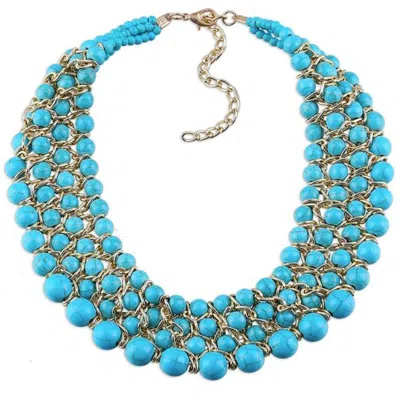 Liv Oliver 18k 75.00 Ct. Tw. Turquoise Statement Necklace In Blue
