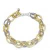 Liv Oliver 18k Gold Two Tone Textured Link Bracelet In Gold