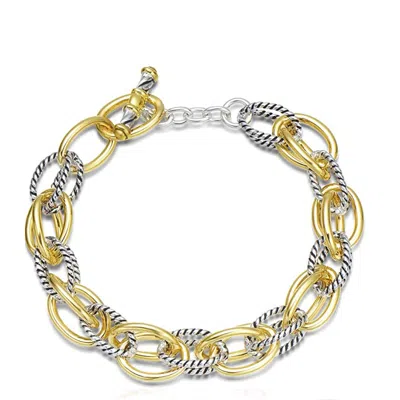 Liv Oliver 18k Gold Two Tone Textured Link Bracelet