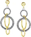 Liv Oliver 18k Gold Two Tone Textured Multi Ring Drop Earrings In Gold