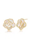 Liv Oliver 18k Gold White Pearl Post Earrings In Silver