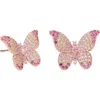 Liv Oliver 18k Multi Pink Embellished Butterfly Stud Earrings In Pink