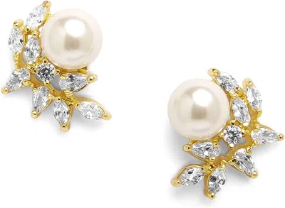 Liv Oliver 18k Multi Shape Cz & Pearl Fancy Earrings In Silver
