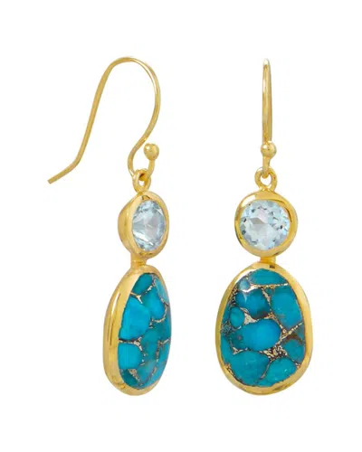 Liv Oliver 18k Over Silver 13.70 Ct. Tw. Gemstone Drop Earrings In Green