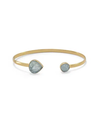 Liv Oliver 18k Over Silver 18.75 Ct. Tw. Aquamarine Cuff Bracelet In Gold