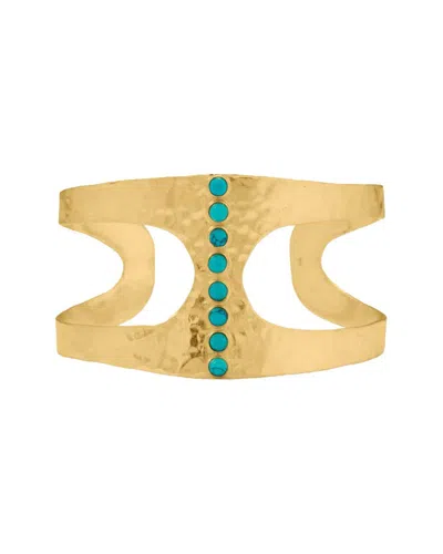 Liv Oliver 18k Over Silver 2.00 Ct. Tw. Turquoise Bangle In Gold