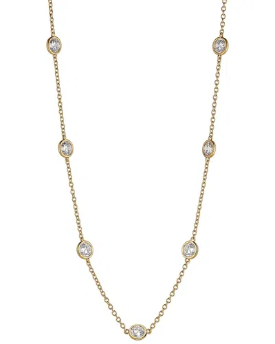 Liv Oliver 18k Over Silver 2.25 Ct. Tw. Cz Station Necklace In Gold