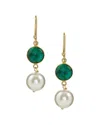 Liv Oliver 18k Gold Plated Ruby & Pearl Drop Earrings