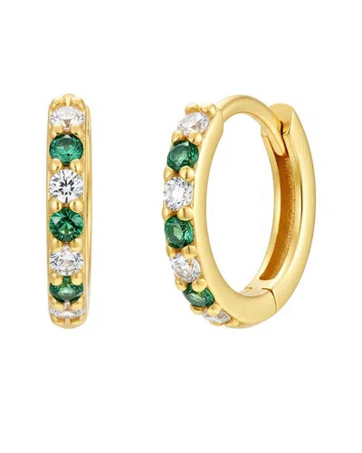 Liv Oliver 18k Plated 0.48 Ct. Tw. Green Quartz Cz Earrings In Gold