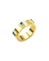 Liv Oliver 18k Plated 0.70 Ct. Tw. Green Quartz Emerald Cut Band Ring In Gold