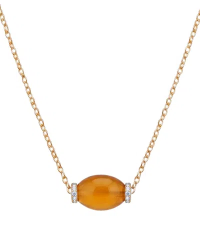 Liv Oliver 18k Plated 0.70 Ct. Tw. Tiger Eye Modern Cross Necklace In Gold